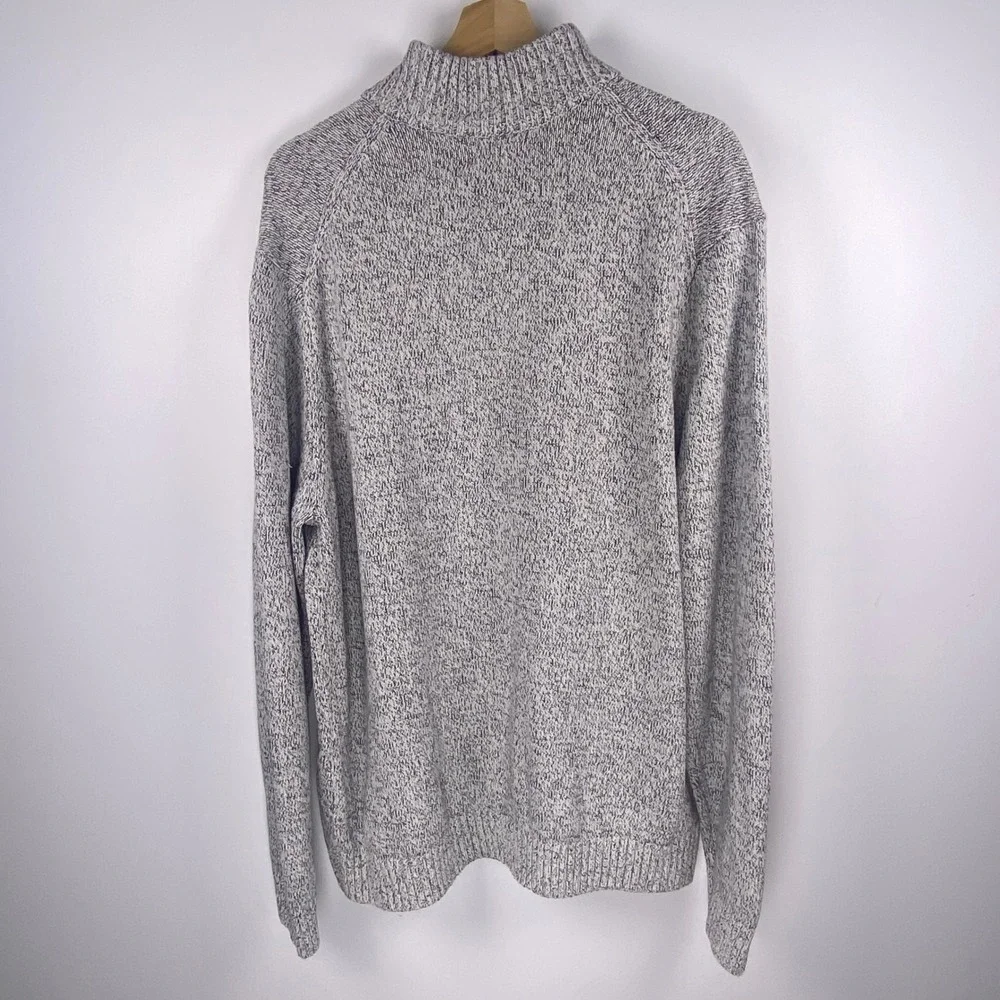 IZOD Sweater Mens XXL Grey Marled Shawl Neck Button Pullover Knit Grandpa Core
